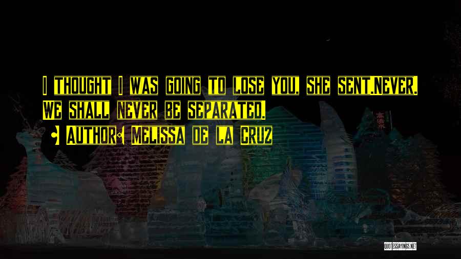 Melissa De La Cruz Quotes: I Thought I Was Going To Lose You, She Sent.never. We Shall Never Be Separated.