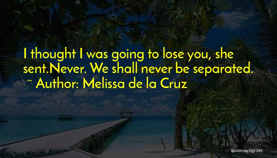 Melissa De La Cruz Quotes: I Thought I Was Going To Lose You, She Sent.never. We Shall Never Be Separated.