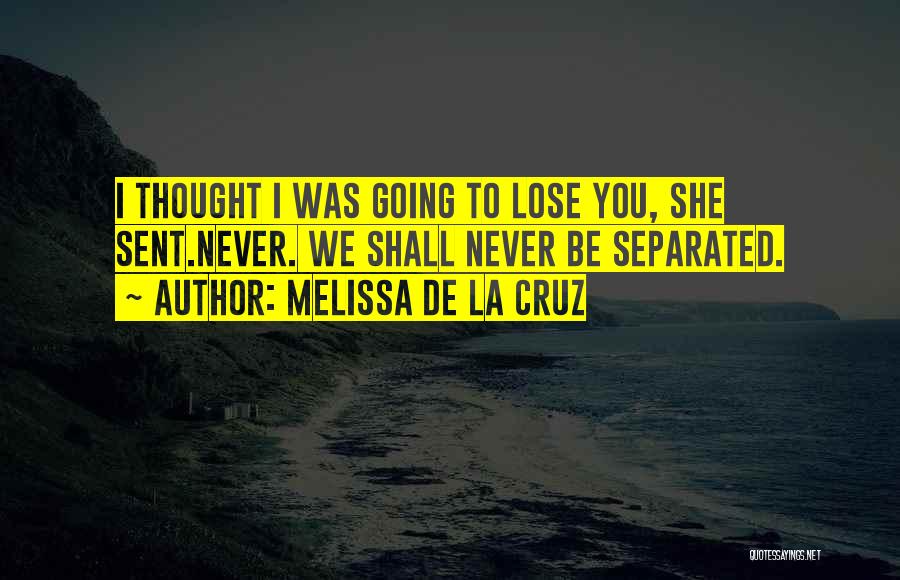 Melissa De La Cruz Quotes: I Thought I Was Going To Lose You, She Sent.never. We Shall Never Be Separated.