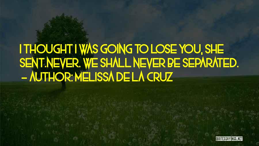 Melissa De La Cruz Quotes: I Thought I Was Going To Lose You, She Sent.never. We Shall Never Be Separated.