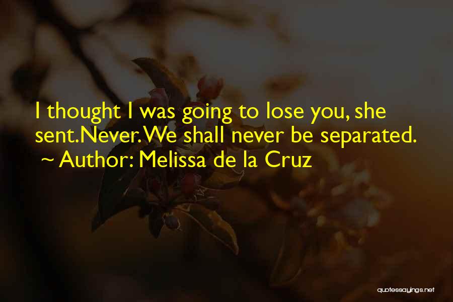 Melissa De La Cruz Quotes: I Thought I Was Going To Lose You, She Sent.never. We Shall Never Be Separated.