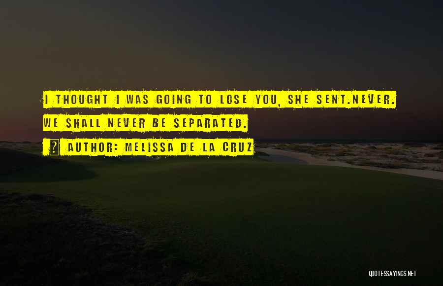 Melissa De La Cruz Quotes: I Thought I Was Going To Lose You, She Sent.never. We Shall Never Be Separated.