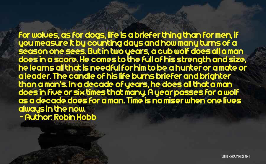 Robin Hobb Quotes: For Wolves, As For Dogs, Life Is A Briefer Thing Than For Men, If You Measure It By Counting Days