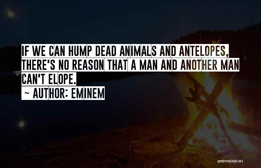 Eminem Quotes: If We Can Hump Dead Animals And Antelopes, There's No Reason That A Man And Another Man Can't Elope.