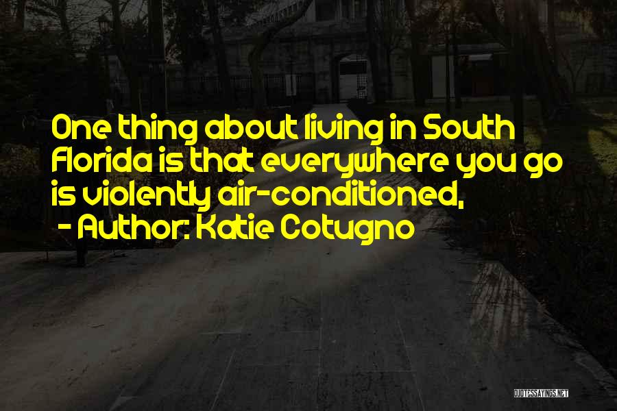 Katie Cotugno Quotes: One Thing About Living In South Florida Is That Everywhere You Go Is Violently Air-conditioned,