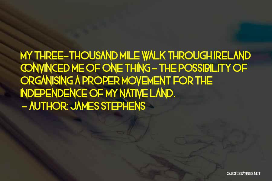 James Stephens Quotes: My Three-thousand Mile Walk Through Ireland Convinced Me Of One Thing - The Possibility Of Organising A Proper Movement For