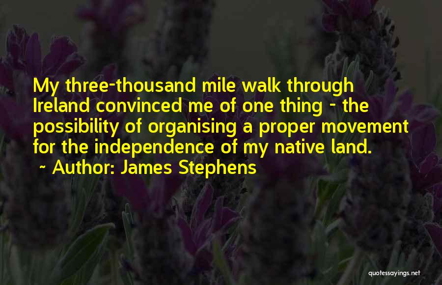 James Stephens Quotes: My Three-thousand Mile Walk Through Ireland Convinced Me Of One Thing - The Possibility Of Organising A Proper Movement For