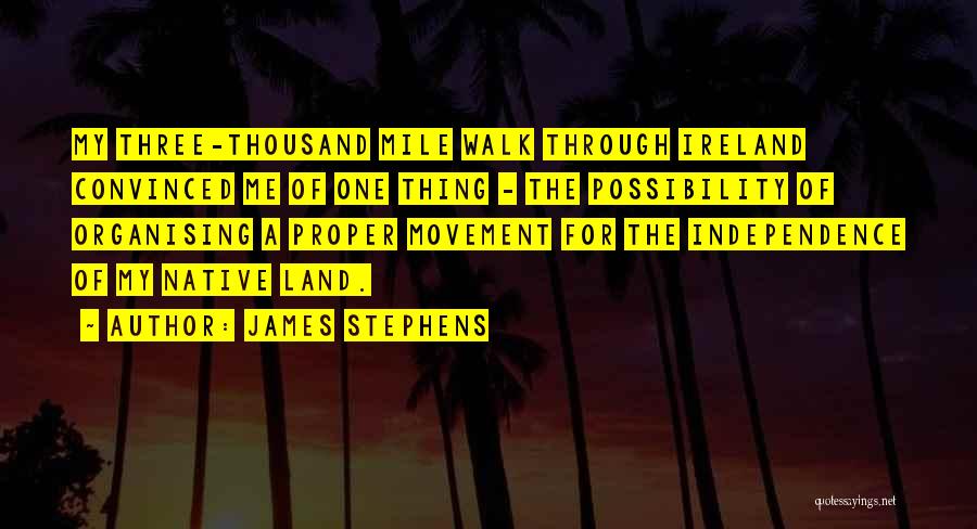 James Stephens Quotes: My Three-thousand Mile Walk Through Ireland Convinced Me Of One Thing - The Possibility Of Organising A Proper Movement For