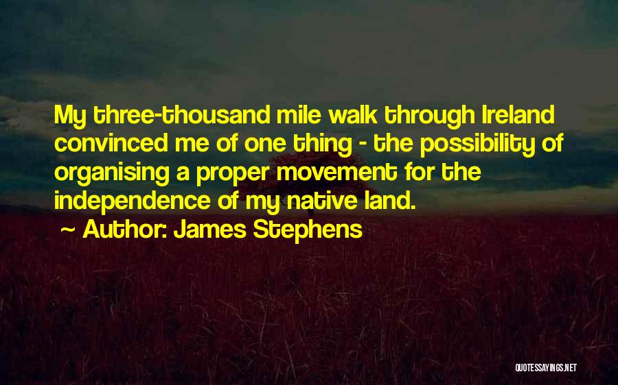 James Stephens Quotes: My Three-thousand Mile Walk Through Ireland Convinced Me Of One Thing - The Possibility Of Organising A Proper Movement For