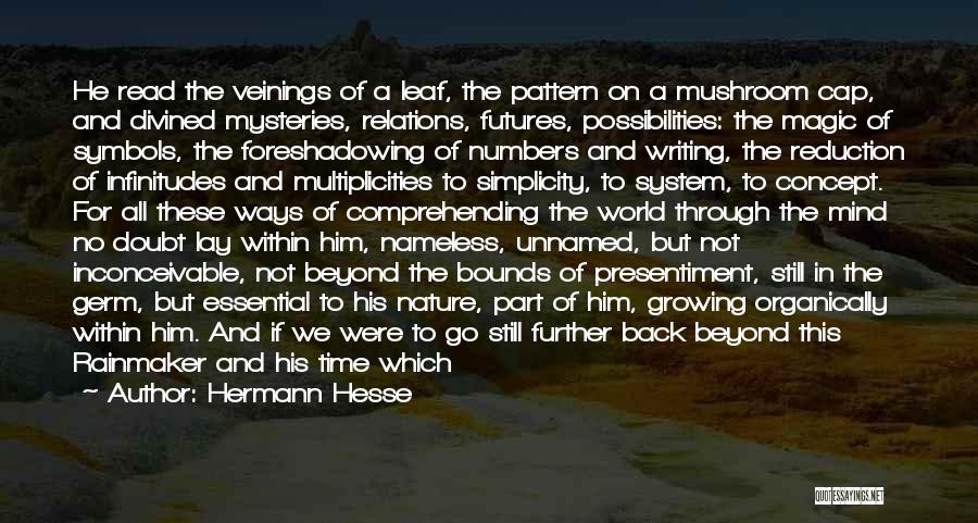 Hermann Hesse Quotes: He Read The Veinings Of A Leaf, The Pattern On A Mushroom Cap, And Divined Mysteries, Relations, Futures, Possibilities: The