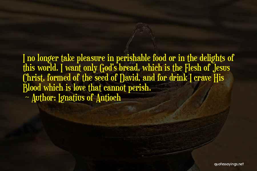 Ignatius Of Antioch Quotes: I No Longer Take Pleasure In Perishable Food Or In The Delights Of This World. I Want Only God's Bread,