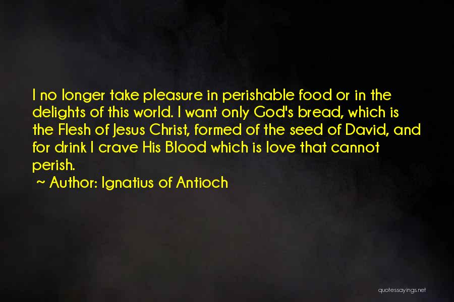 Ignatius Of Antioch Quotes: I No Longer Take Pleasure In Perishable Food Or In The Delights Of This World. I Want Only God's Bread,