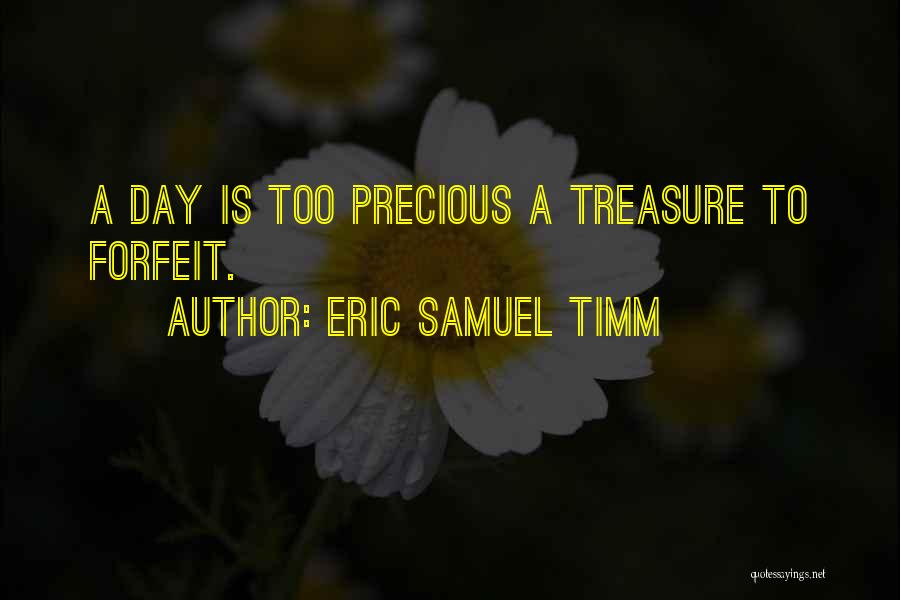 Eric Samuel Timm Quotes: A Day Is Too Precious A Treasure To Forfeit.