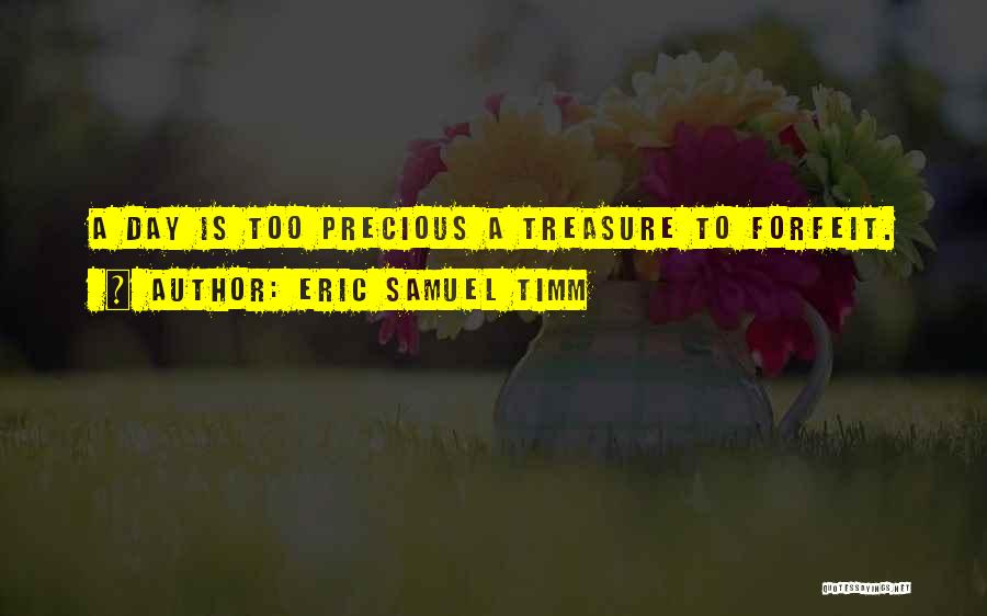 Eric Samuel Timm Quotes: A Day Is Too Precious A Treasure To Forfeit.