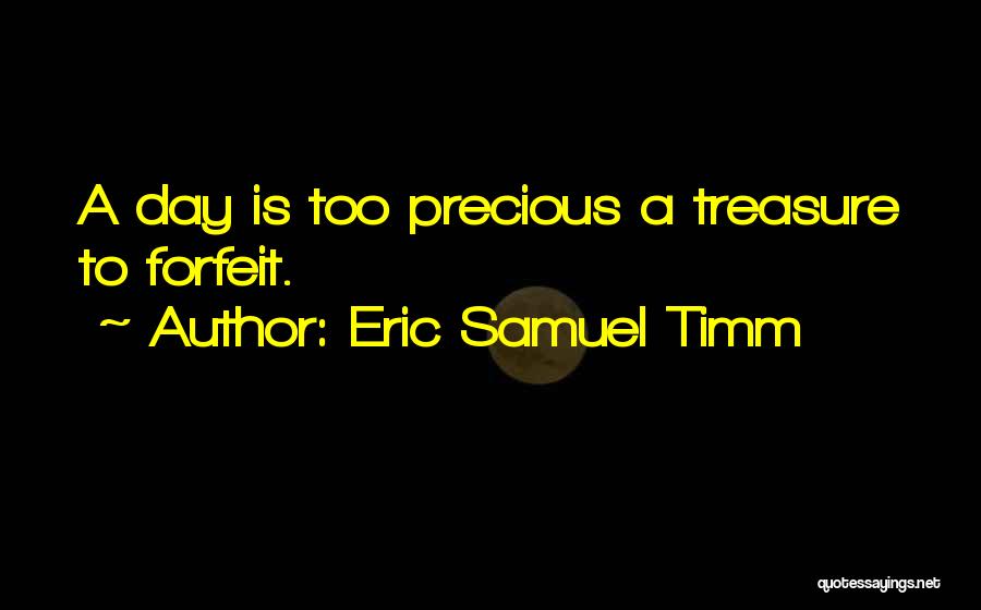 Eric Samuel Timm Quotes: A Day Is Too Precious A Treasure To Forfeit.