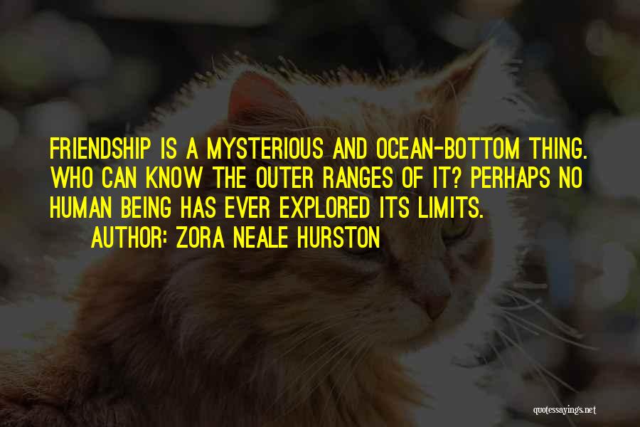 Zora Neale Hurston Quotes: Friendship Is A Mysterious And Ocean-bottom Thing. Who Can Know The Outer Ranges Of It? Perhaps No Human Being Has