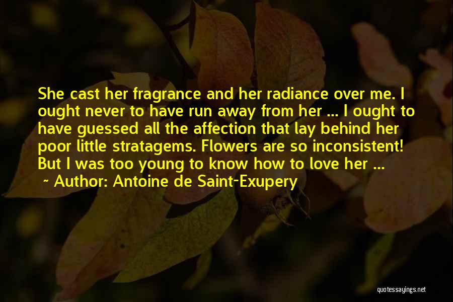 Antoine De Saint-Exupery Quotes: She Cast Her Fragrance And Her Radiance Over Me. I Ought Never To Have Run Away From Her ... I