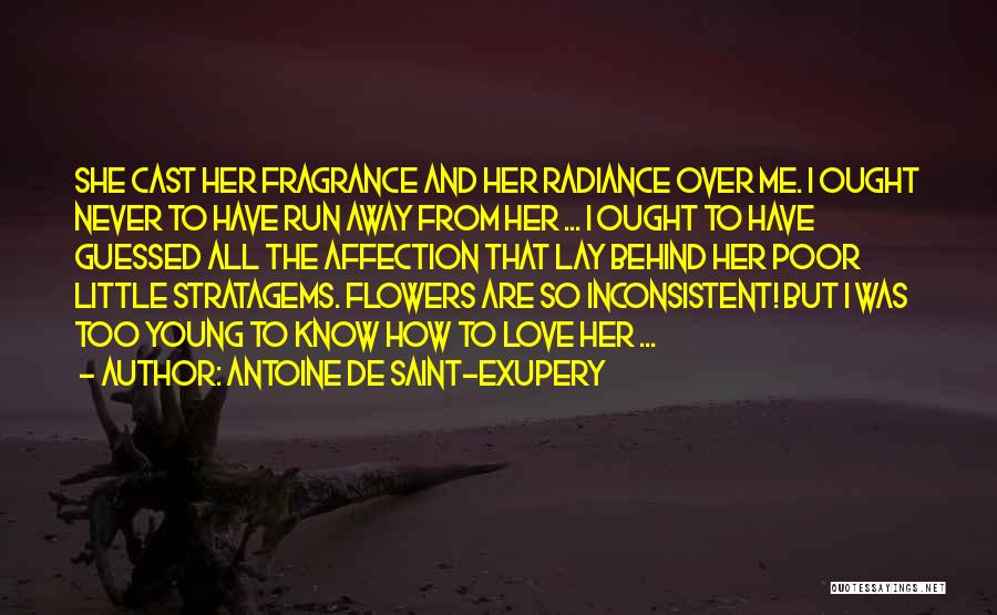 Antoine De Saint-Exupery Quotes: She Cast Her Fragrance And Her Radiance Over Me. I Ought Never To Have Run Away From Her ... I