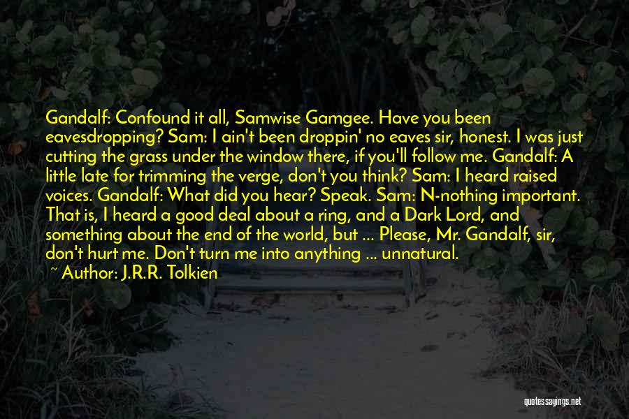 J.R.R. Tolkien Quotes: Gandalf: Confound It All, Samwise Gamgee. Have You Been Eavesdropping? Sam: I Ain't Been Droppin' No Eaves Sir, Honest. I