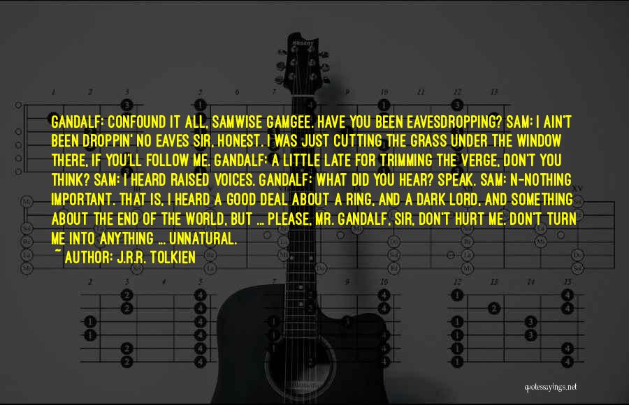 J.R.R. Tolkien Quotes: Gandalf: Confound It All, Samwise Gamgee. Have You Been Eavesdropping? Sam: I Ain't Been Droppin' No Eaves Sir, Honest. I