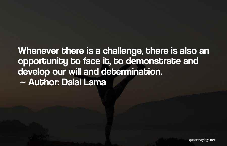 Dalai Lama Quotes: Whenever There Is A Challenge, There Is Also An Opportunity To Face It, To Demonstrate And Develop Our Will And