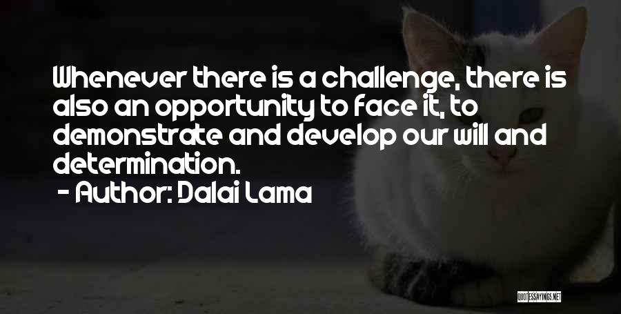 Dalai Lama Quotes: Whenever There Is A Challenge, There Is Also An Opportunity To Face It, To Demonstrate And Develop Our Will And