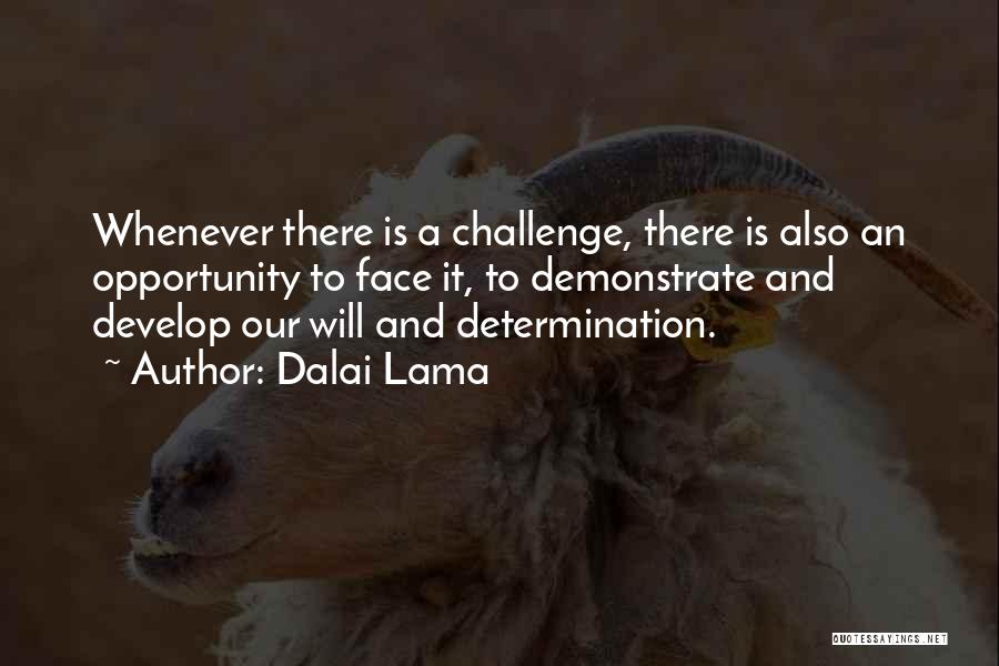 Dalai Lama Quotes: Whenever There Is A Challenge, There Is Also An Opportunity To Face It, To Demonstrate And Develop Our Will And