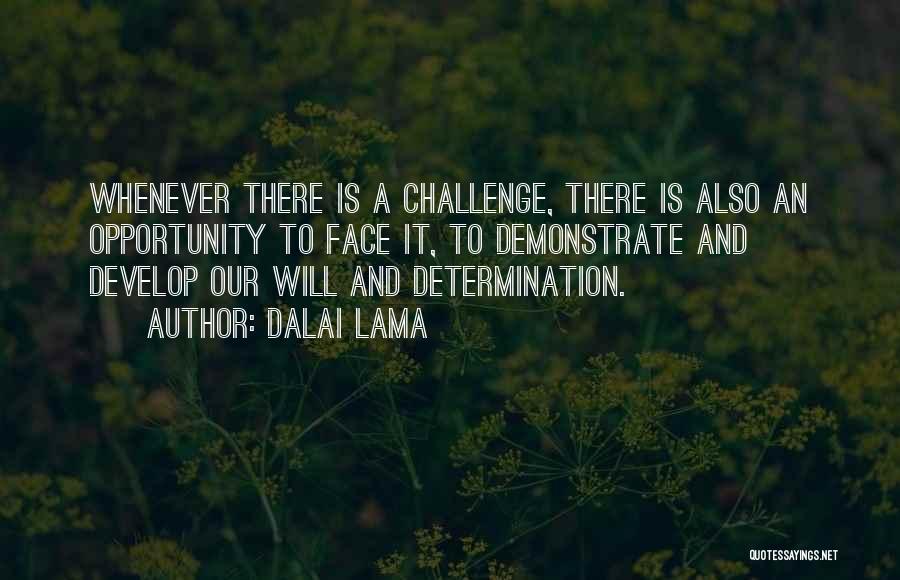 Dalai Lama Quotes: Whenever There Is A Challenge, There Is Also An Opportunity To Face It, To Demonstrate And Develop Our Will And