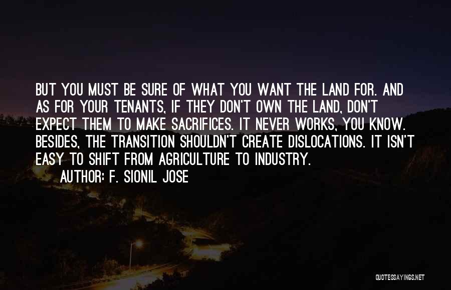 F. Sionil Jose Quotes: But You Must Be Sure Of What You Want The Land For. And As For Your Tenants, If They Don't