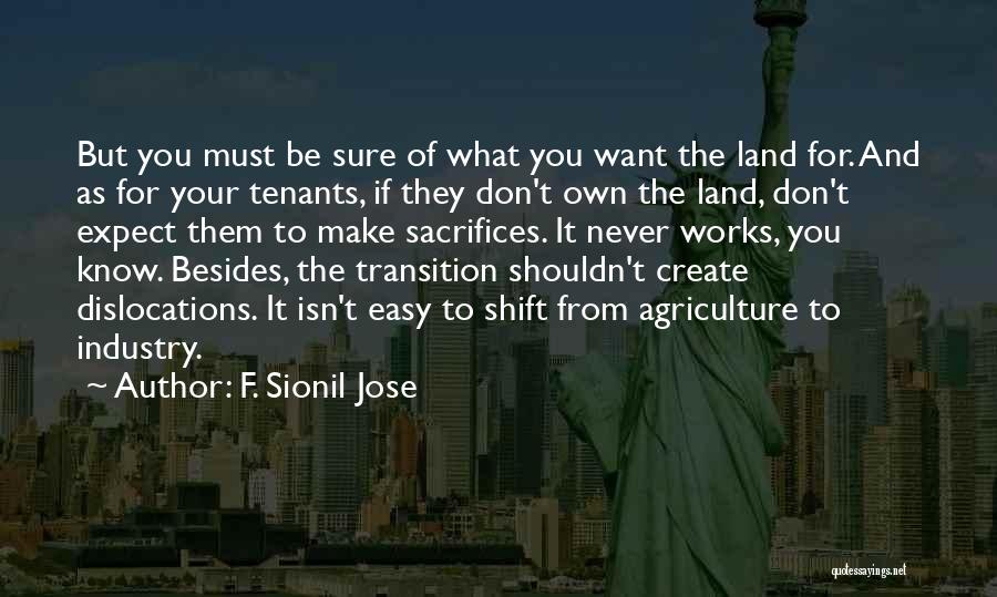 F. Sionil Jose Quotes: But You Must Be Sure Of What You Want The Land For. And As For Your Tenants, If They Don't