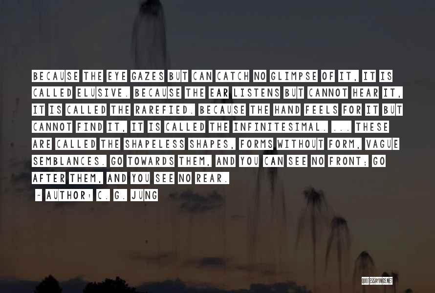 C. G. Jung Quotes: Because The Eye Gazes But Can Catch No Glimpse Of It, It Is Called Elusive. Because The Ear Listens But