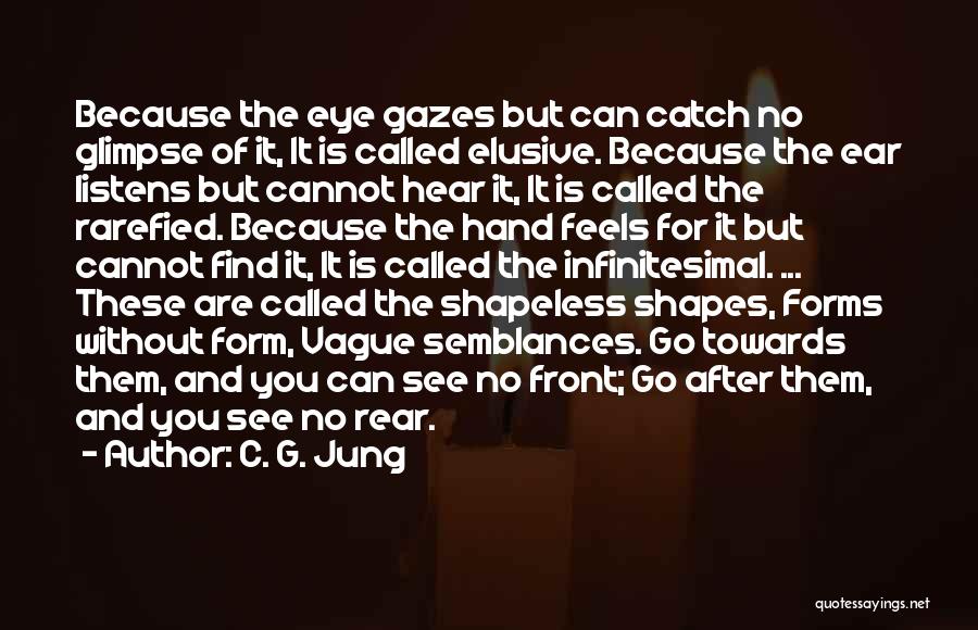 C. G. Jung Quotes: Because The Eye Gazes But Can Catch No Glimpse Of It, It Is Called Elusive. Because The Ear Listens But