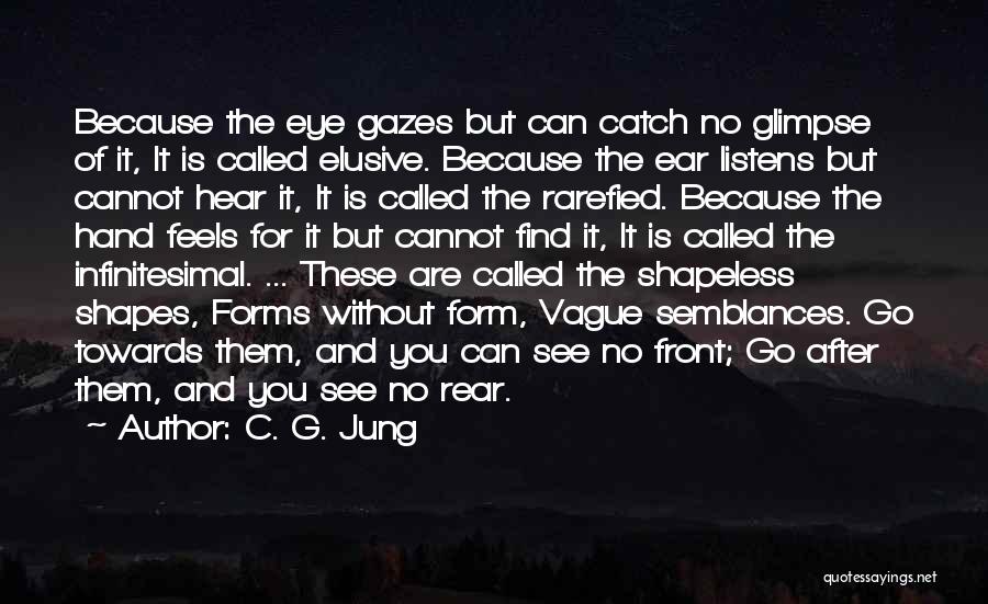 C. G. Jung Quotes: Because The Eye Gazes But Can Catch No Glimpse Of It, It Is Called Elusive. Because The Ear Listens But