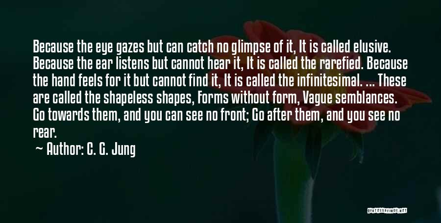 C. G. Jung Quotes: Because The Eye Gazes But Can Catch No Glimpse Of It, It Is Called Elusive. Because The Ear Listens But