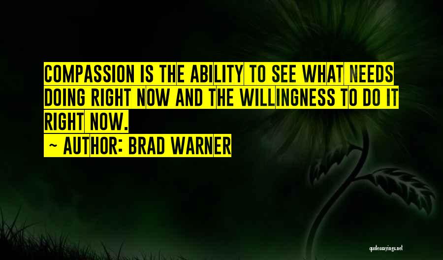 Brad Warner Quotes: Compassion Is The Ability To See What Needs Doing Right Now And The Willingness To Do It Right Now.