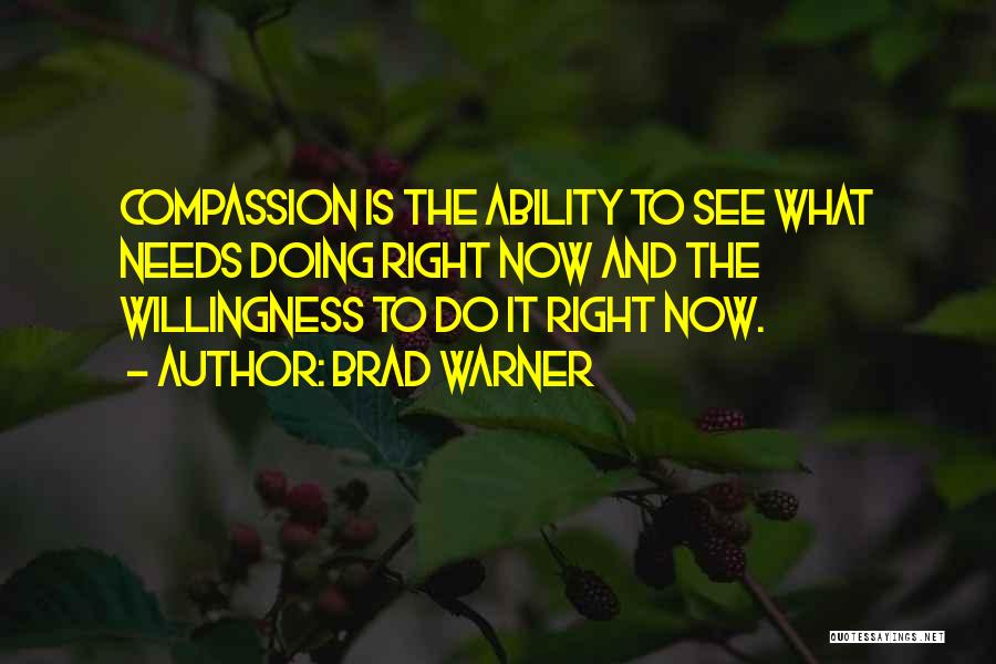 Brad Warner Quotes: Compassion Is The Ability To See What Needs Doing Right Now And The Willingness To Do It Right Now.