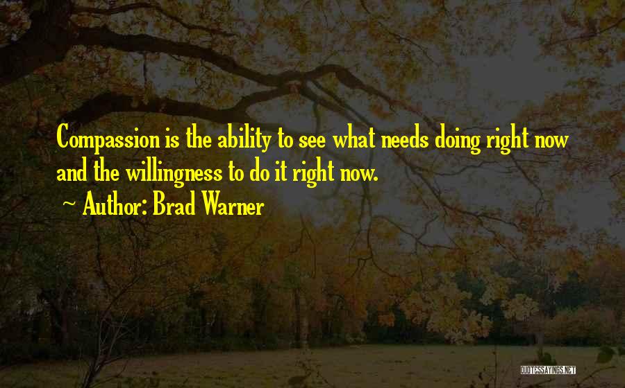 Brad Warner Quotes: Compassion Is The Ability To See What Needs Doing Right Now And The Willingness To Do It Right Now.