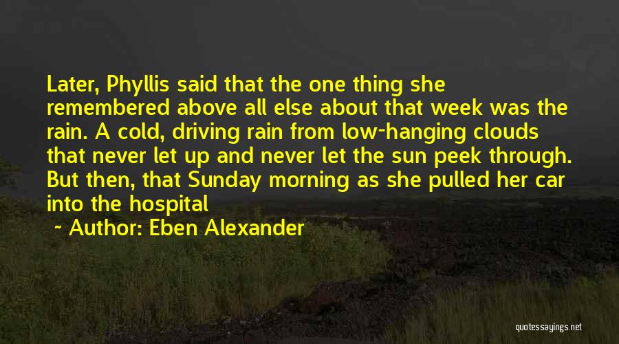 Eben Alexander Quotes: Later, Phyllis Said That The One Thing She Remembered Above All Else About That Week Was The Rain. A Cold,