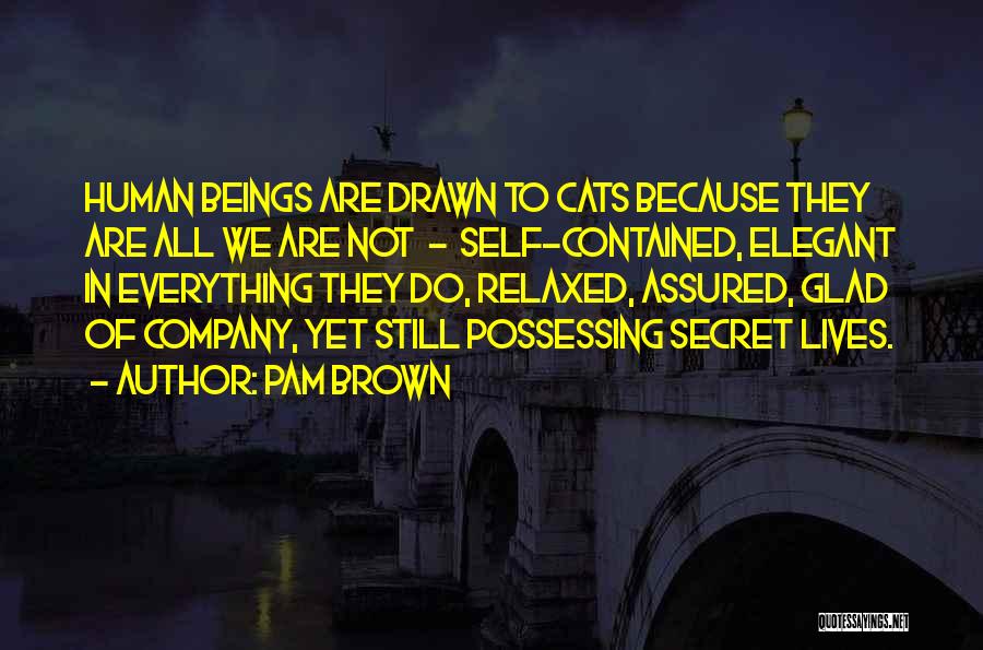 Pam Brown Quotes: Human Beings Are Drawn To Cats Because They Are All We Are Not - Self-contained, Elegant In Everything They Do,