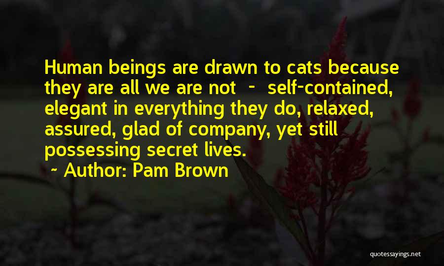 Pam Brown Quotes: Human Beings Are Drawn To Cats Because They Are All We Are Not - Self-contained, Elegant In Everything They Do,