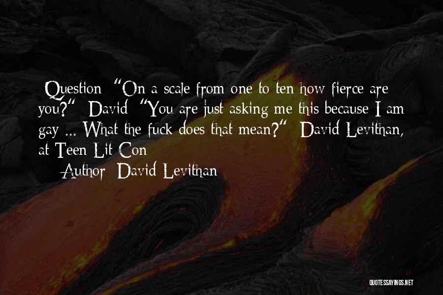 David Levithan Quotes: -question: On A Scale From One To Ten How Fierce Are You?- David: You Are Just Asking Me This Because