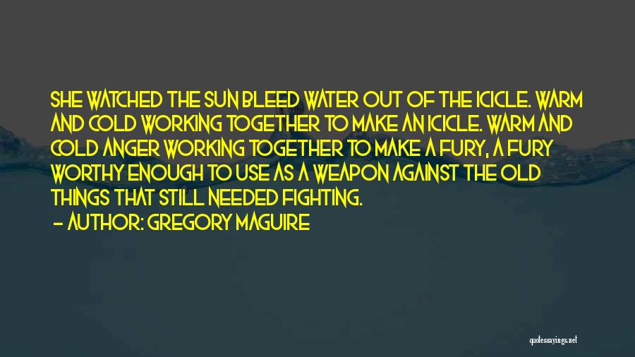 Gregory Maguire Quotes: She Watched The Sun Bleed Water Out Of The Icicle. Warm And Cold Working Together To Make An Icicle. Warm