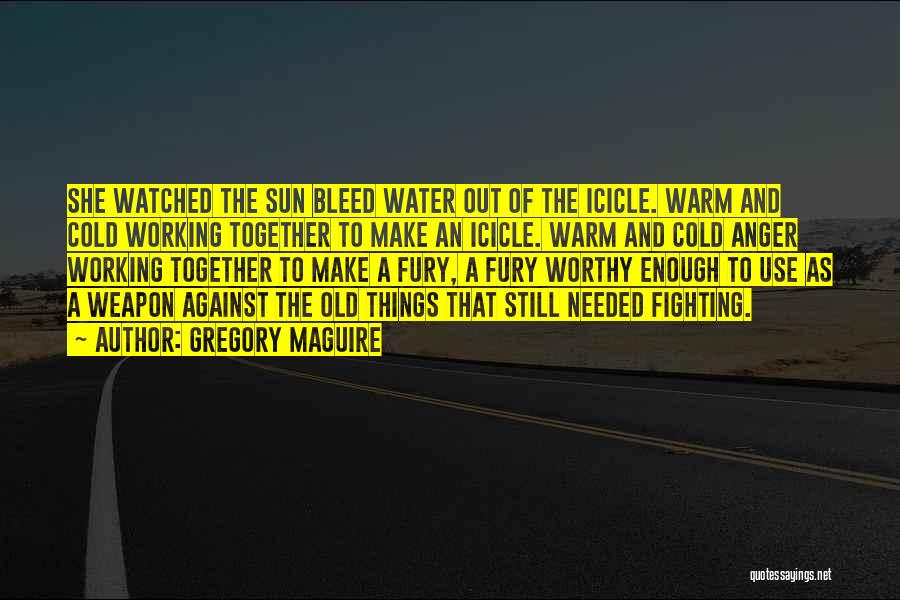 Gregory Maguire Quotes: She Watched The Sun Bleed Water Out Of The Icicle. Warm And Cold Working Together To Make An Icicle. Warm