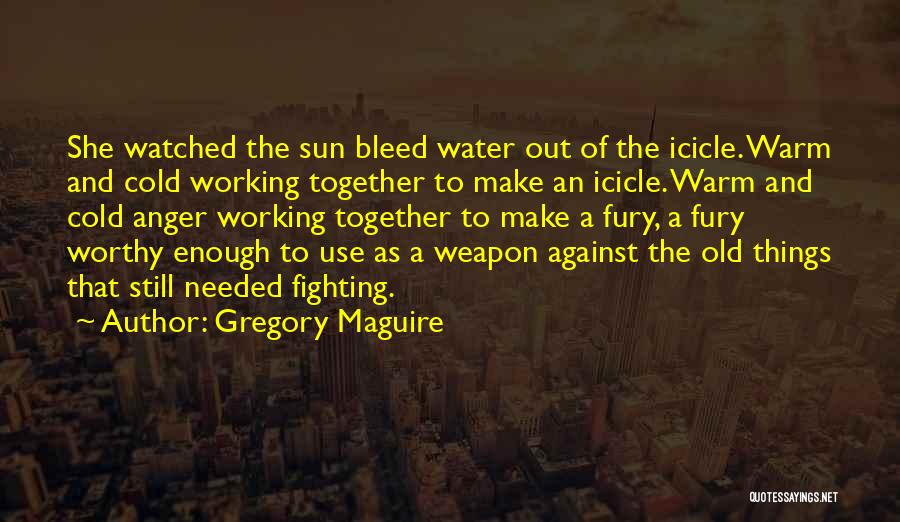 Gregory Maguire Quotes: She Watched The Sun Bleed Water Out Of The Icicle. Warm And Cold Working Together To Make An Icicle. Warm