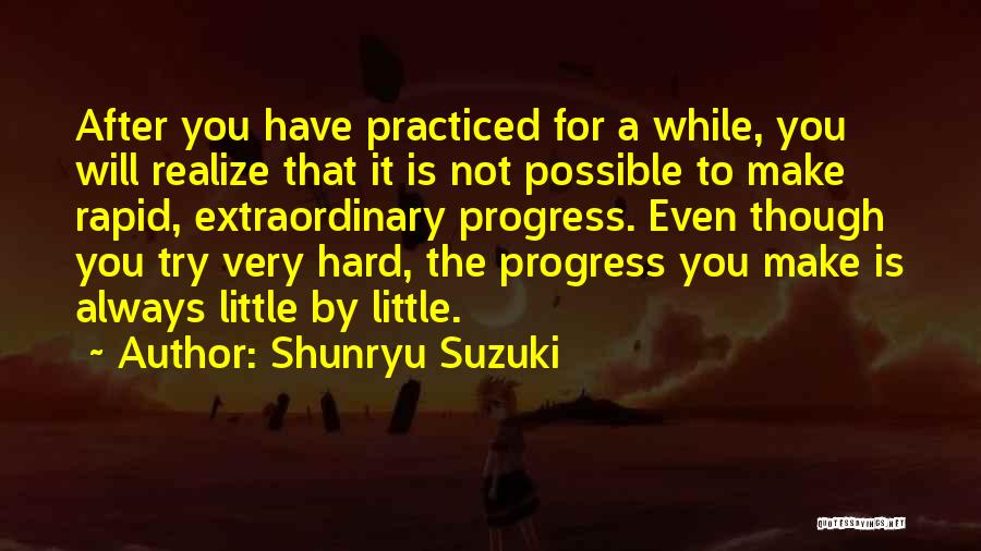 Shunryu Suzuki Quotes: After You Have Practiced For A While, You Will Realize That It Is Not Possible To Make Rapid, Extraordinary Progress.