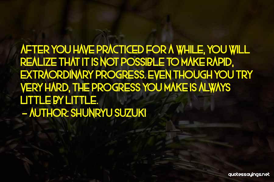 Shunryu Suzuki Quotes: After You Have Practiced For A While, You Will Realize That It Is Not Possible To Make Rapid, Extraordinary Progress.