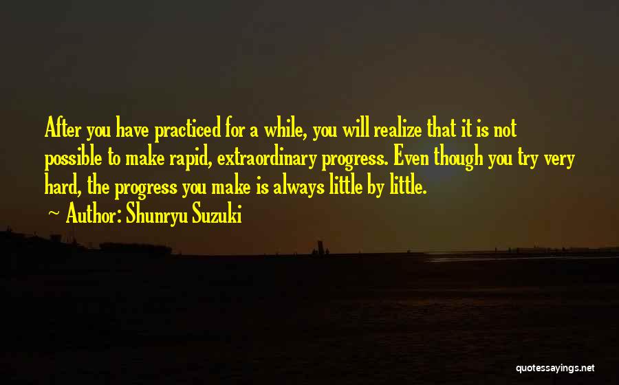 Shunryu Suzuki Quotes: After You Have Practiced For A While, You Will Realize That It Is Not Possible To Make Rapid, Extraordinary Progress.