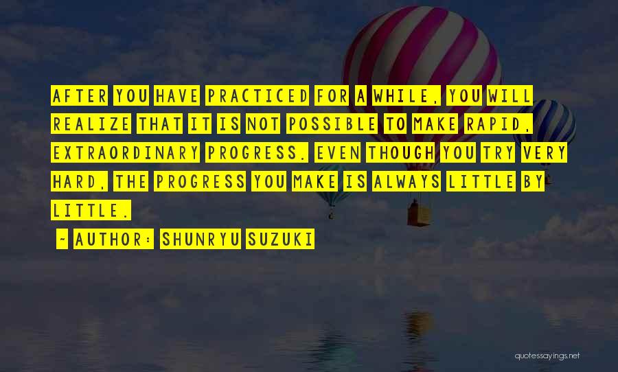 Shunryu Suzuki Quotes: After You Have Practiced For A While, You Will Realize That It Is Not Possible To Make Rapid, Extraordinary Progress.