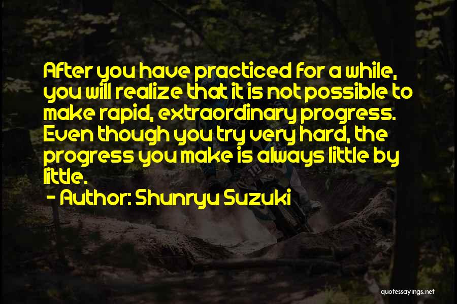 Shunryu Suzuki Quotes: After You Have Practiced For A While, You Will Realize That It Is Not Possible To Make Rapid, Extraordinary Progress.