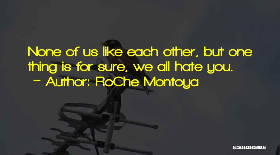 RoChe Montoya Quotes: None Of Us Like Each Other, But One Thing Is For Sure, We All Hate You.